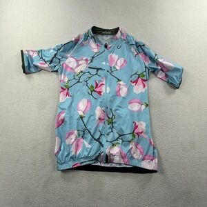Velocio Jersey Mens Medium Blue Floral SE Short Sleeve Cycling Bike Road